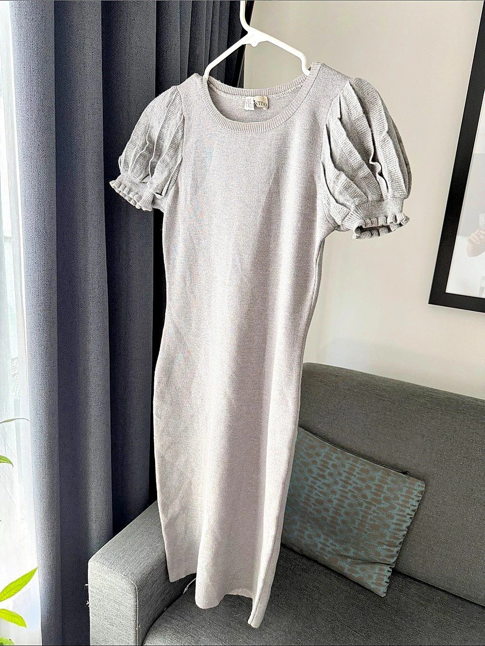 Red Valentino over knee Gray knit dress